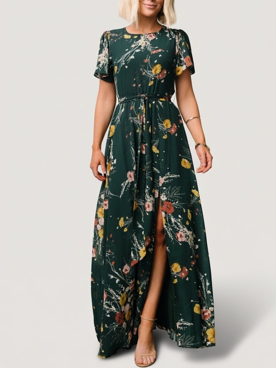 Baltic Born Dresses & Skirts - Baltic Born Naomi Short Sleeve Maxi Dress | Dark Green Floral Size 1XL1XL